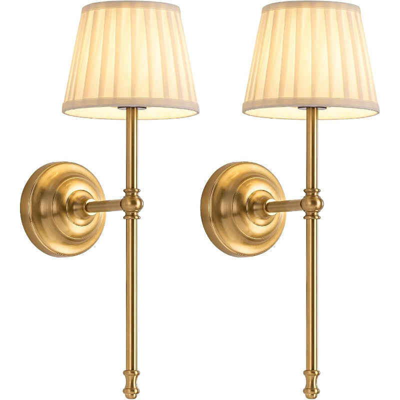 2‑Pack Gold Fabric Cordless Wall Sconces