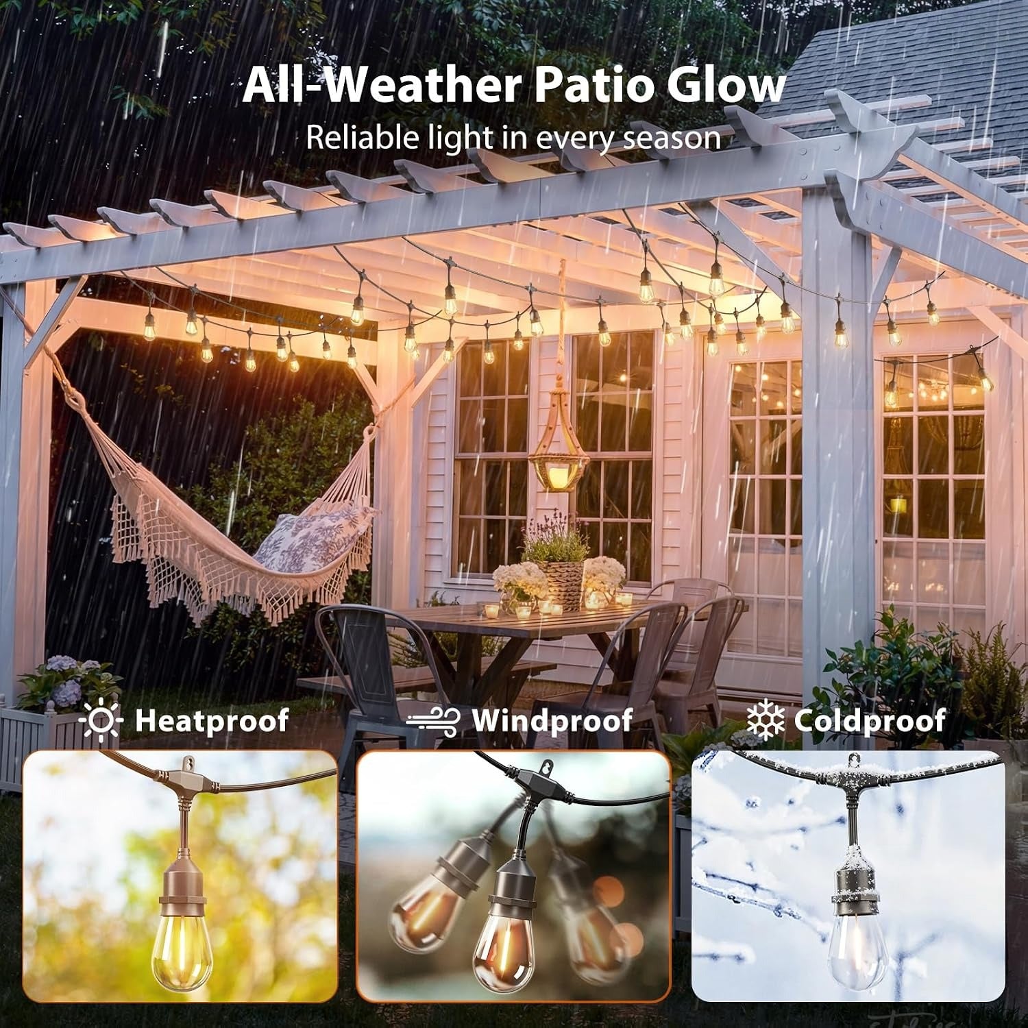 100FT Remote Dimmable Outdoor String Lights