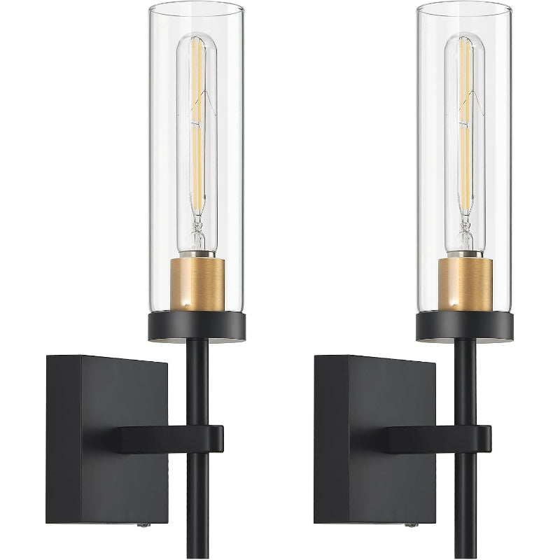 2‑Pack Black‑Gold Rechargeable Wall Sconces