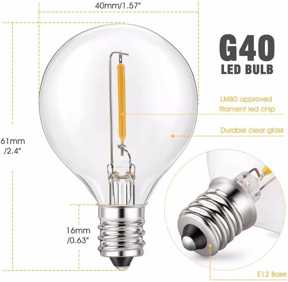 2‑Pack 50FT G40 LED String Lights