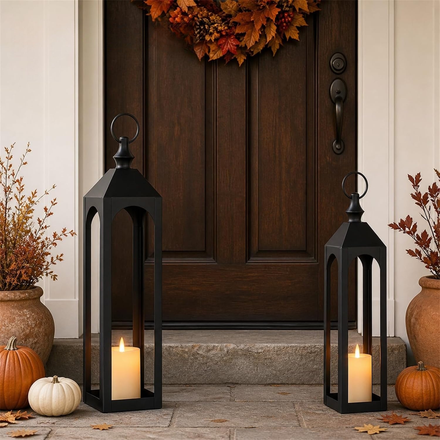 2‑Pack Black Large Floor Lanterns