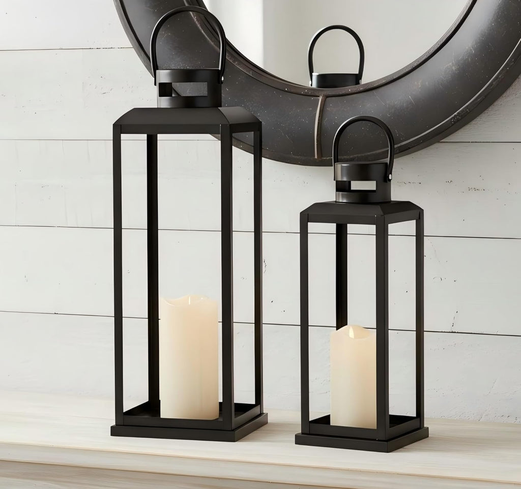 Black Indoor‑Outdoor Decorative Lanterns Set