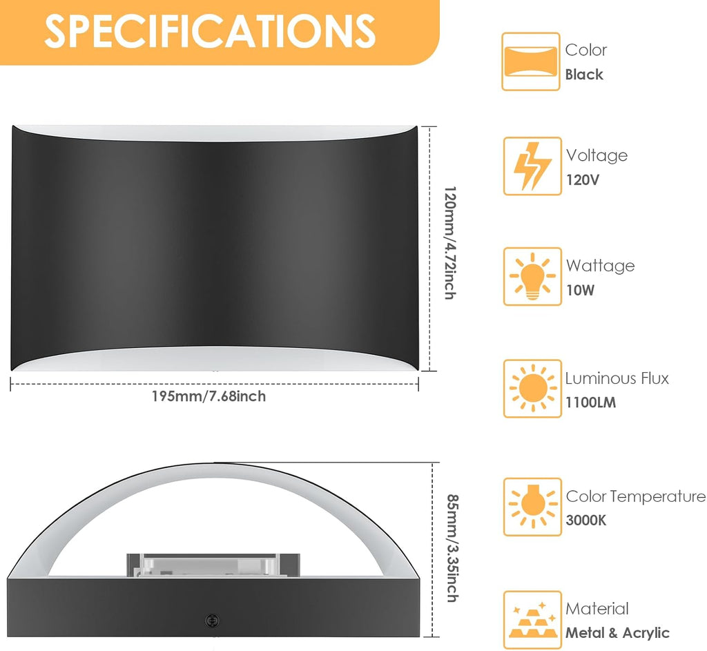 2‑Pack Modern Hardwired LED Wall Sconces