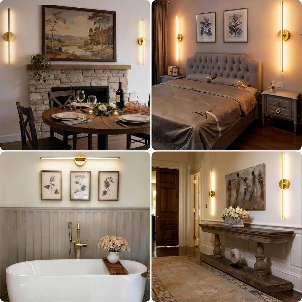 2‑Pack Gold Rechargeable Wall Sconces