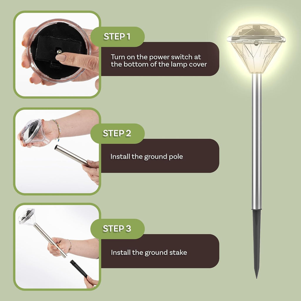 24‑Pack Silver Solar Pathway Lights