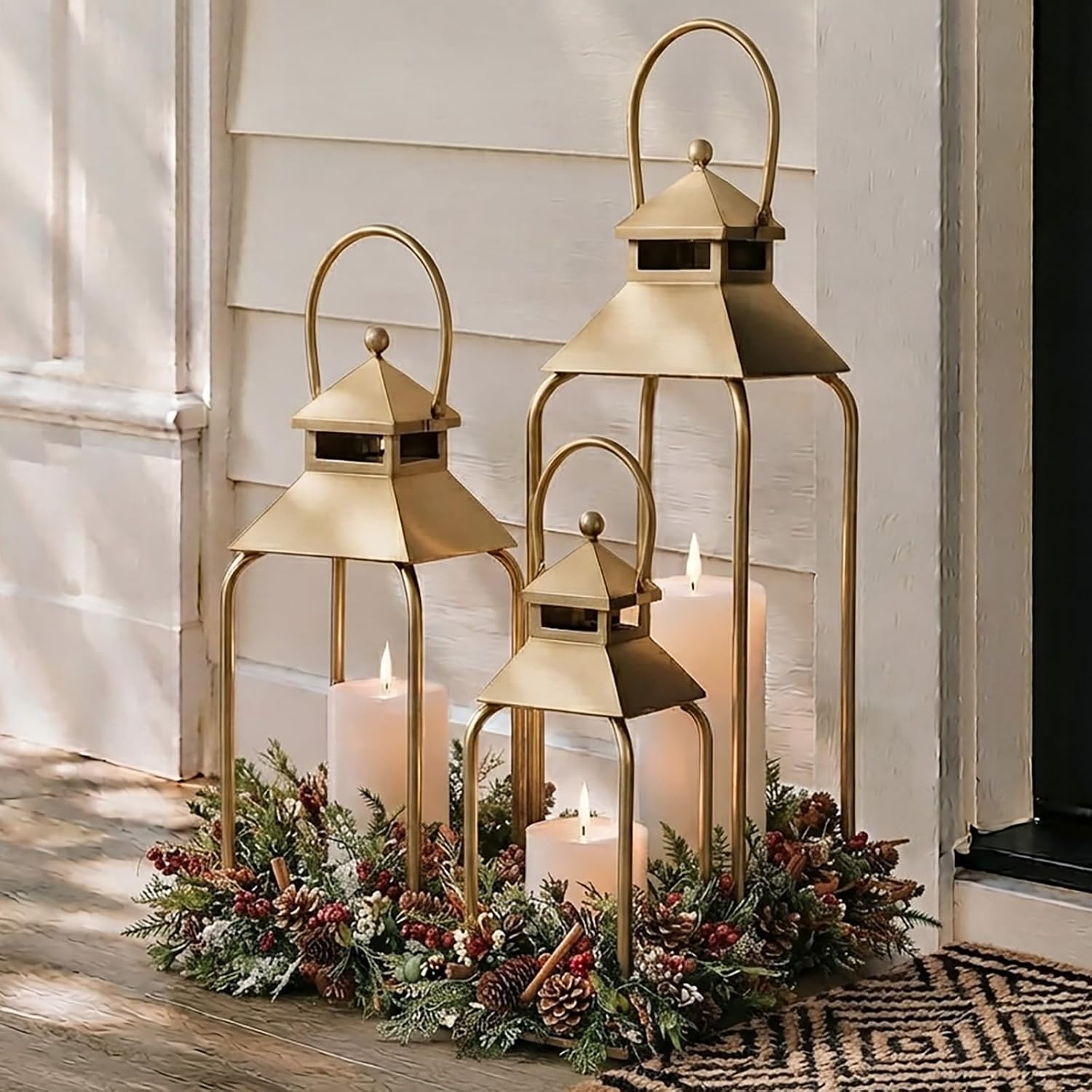Farmhouse Metal Porch Lanterns Set