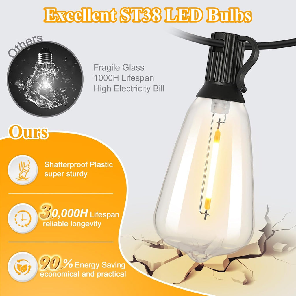 100FT Waterproof Outdoor String Lights