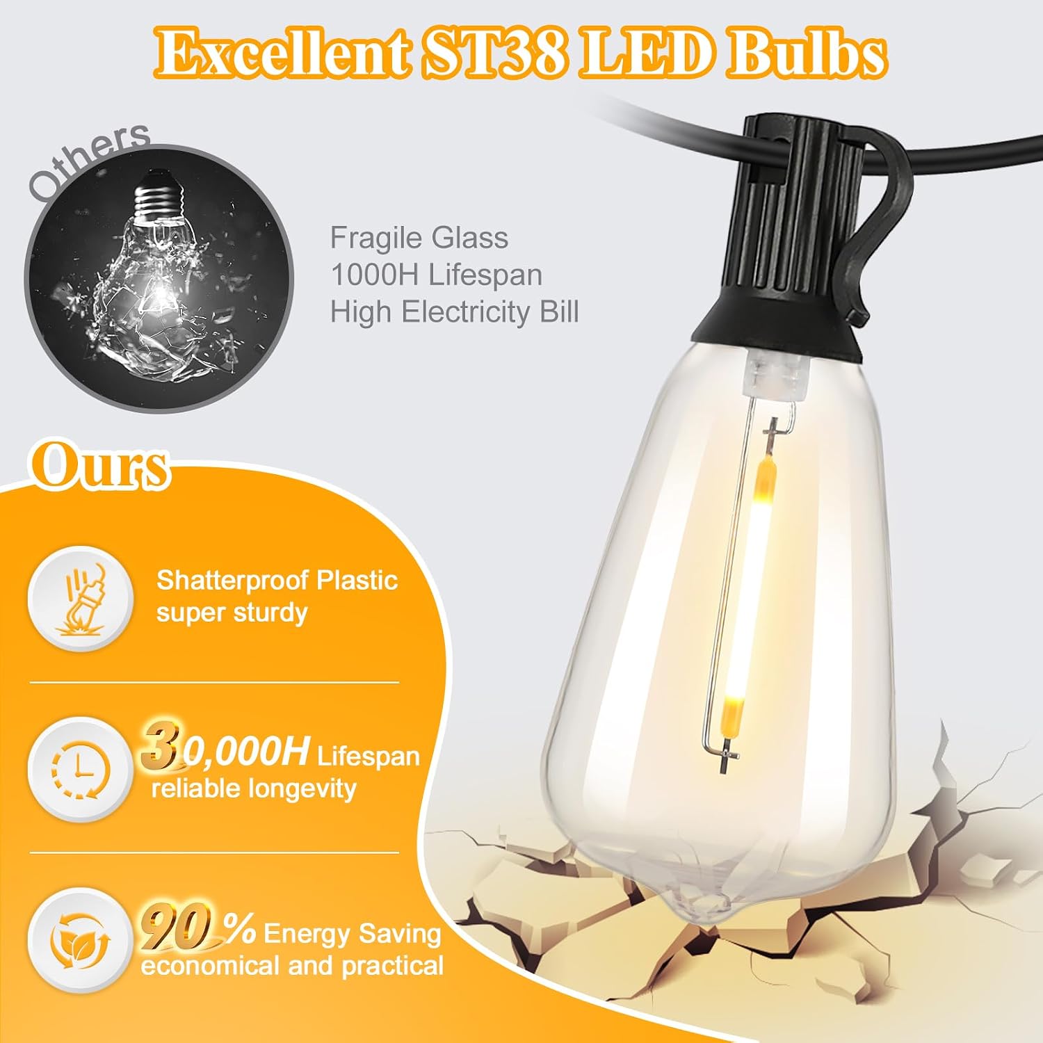 100FT Waterproof Outdoor String Lights