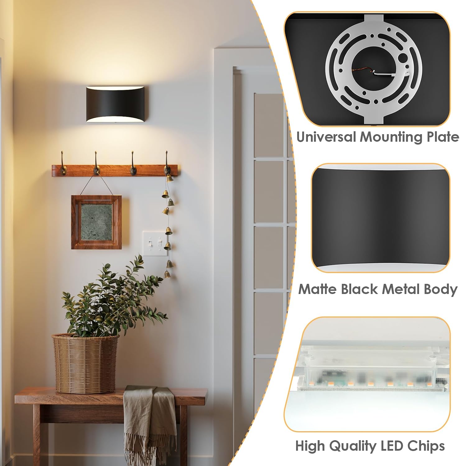 2‑Pack Modern Hardwired LED Wall Sconces