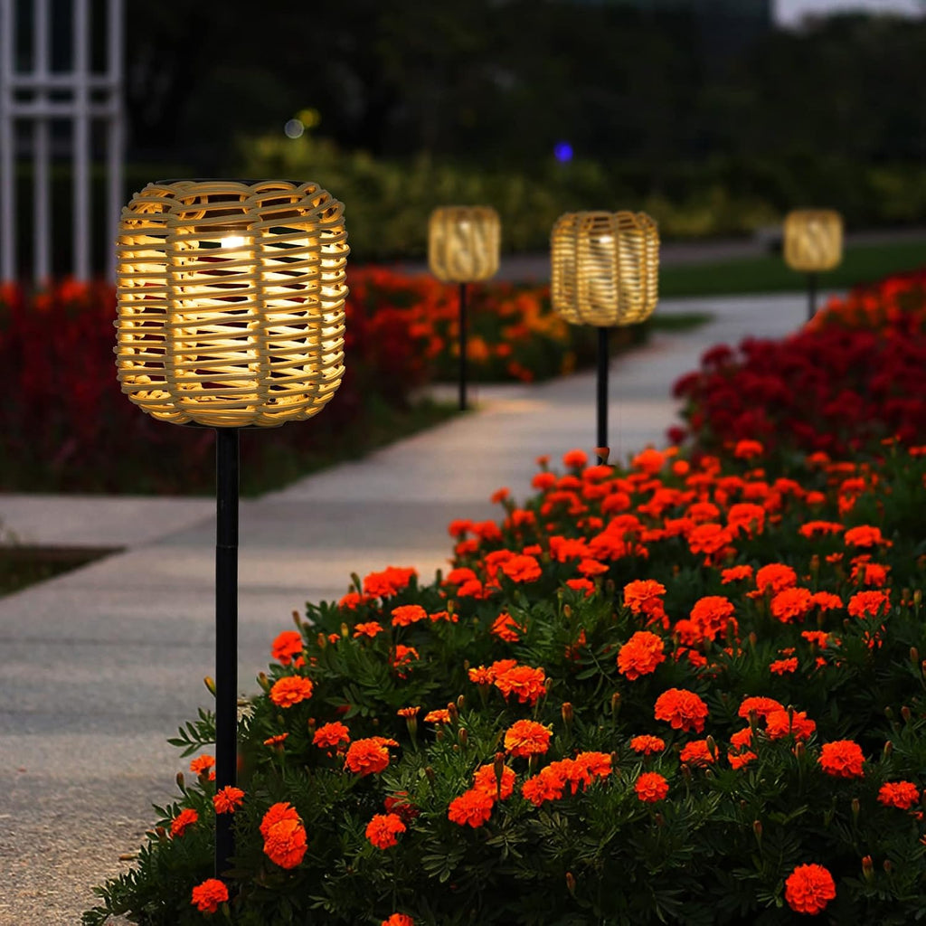 Bamboo Weaving Solar Pathway Lights