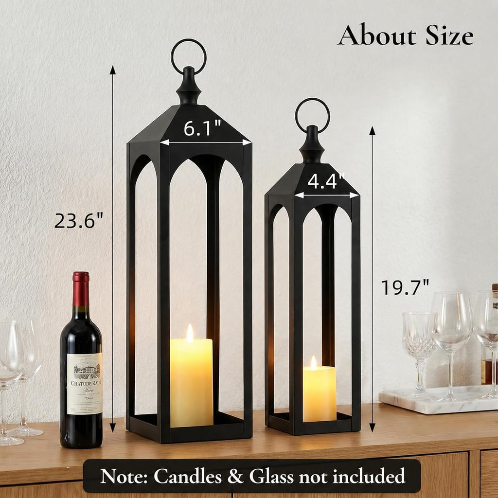 2‑Pack Black Large Floor Lanterns