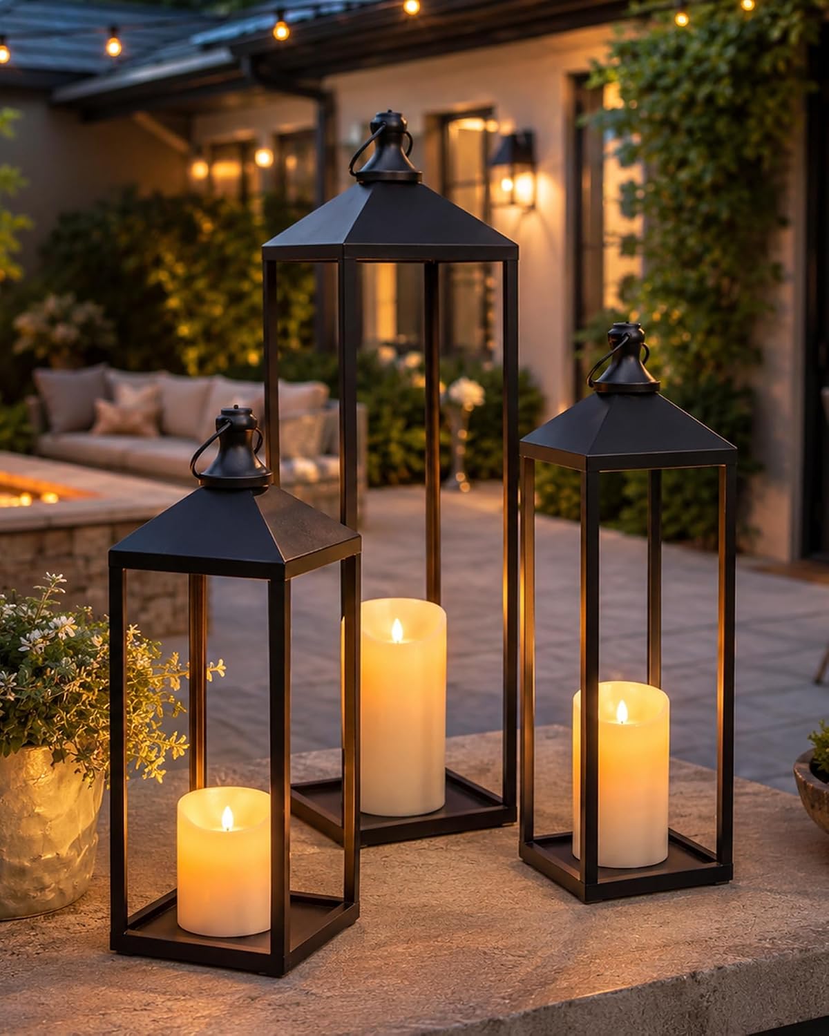Large Indoor‑Outdoor Decorative Lanterns Set