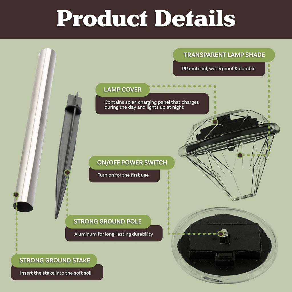 24‑Pack Silver Solar Pathway Lights