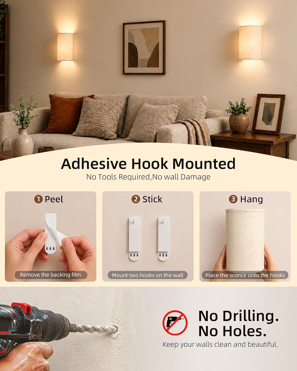 2‑Pack Remote Battery Wall Sconces