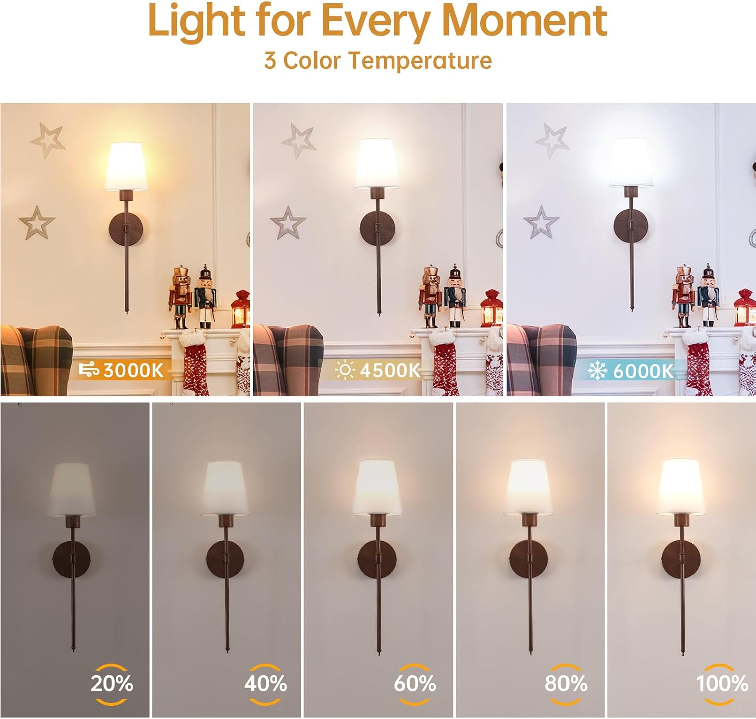 2‑Pack Rechargeable Battery Wall Sconces