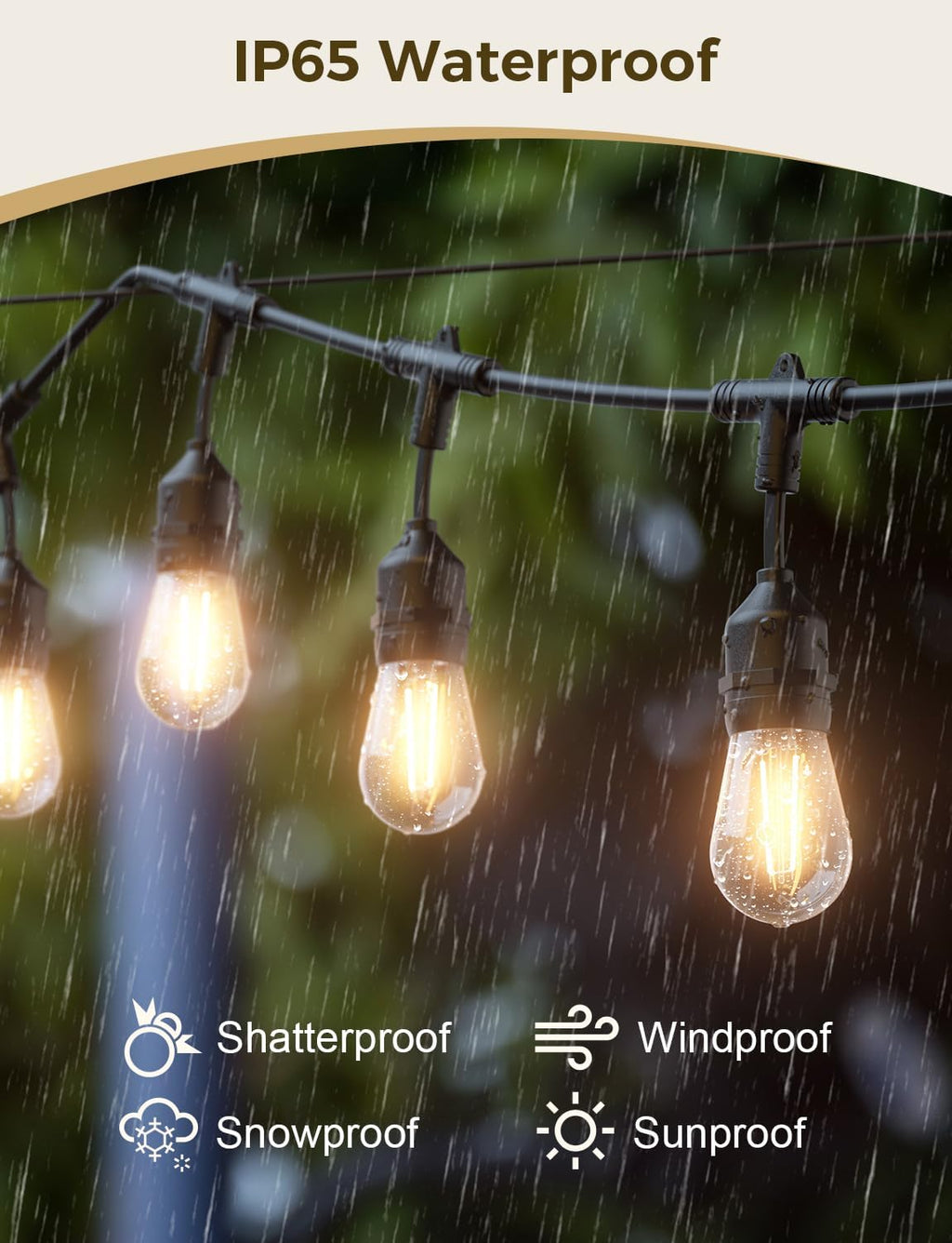 123FT Smart Dimmable Outdoor String Lights