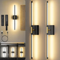 2‑Pack Black‑Gold Battery Wall Sconces