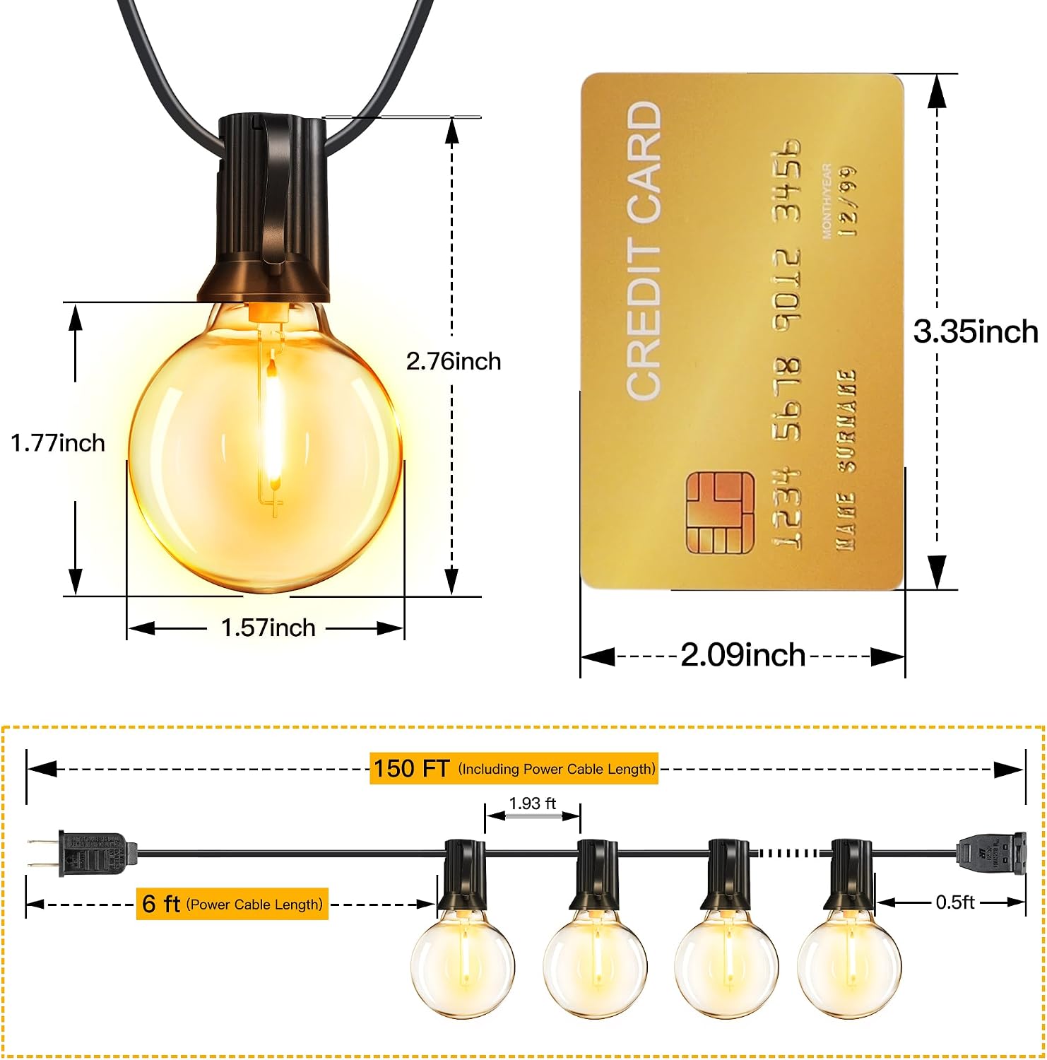 150FT Waterproof Outdoor String Lights