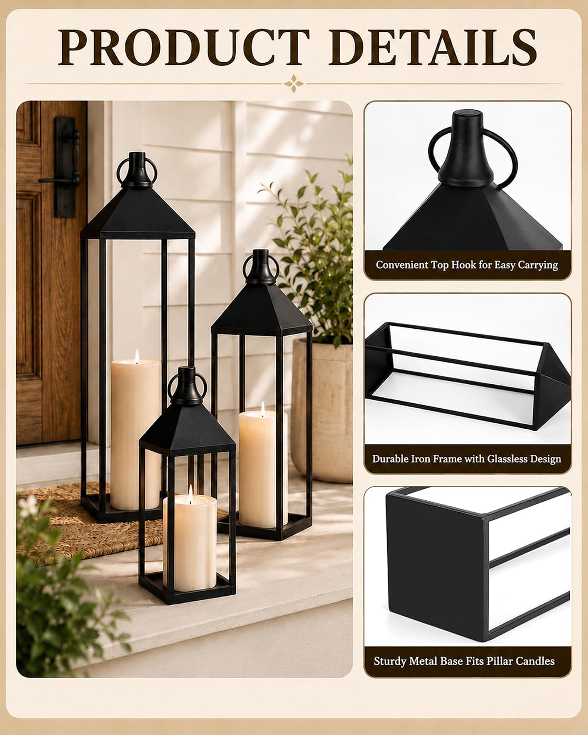 Large Indoor‑Outdoor Decorative Lanterns Set
