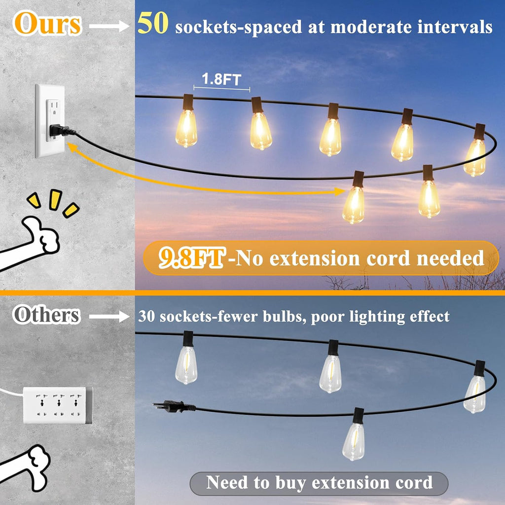100FT Waterproof Outdoor String Lights