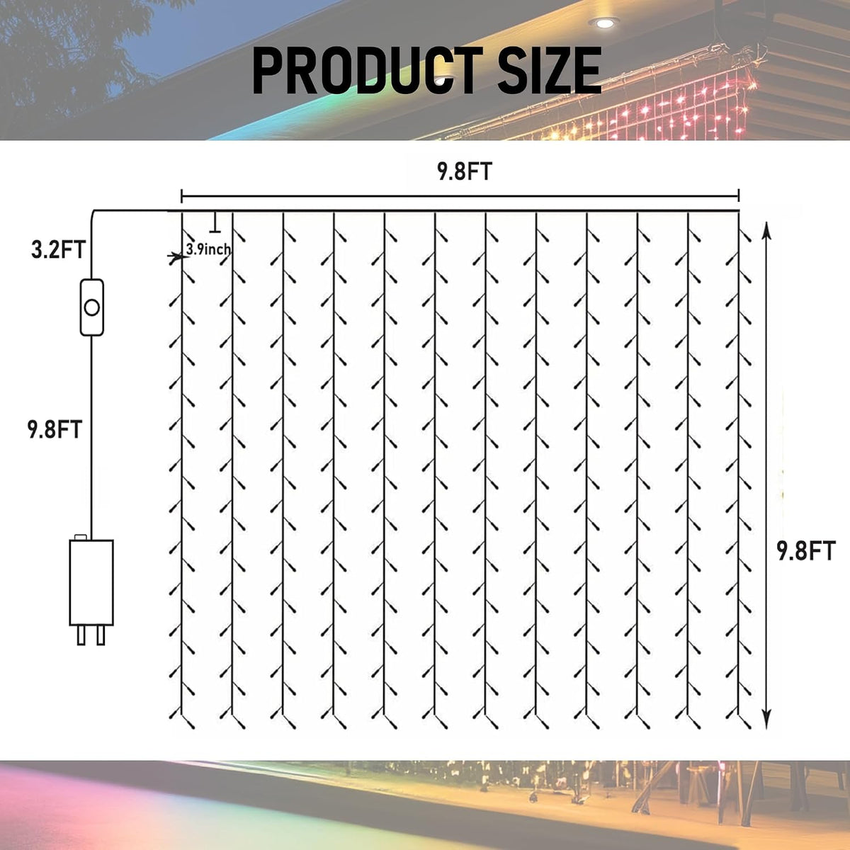 300‑LED RGB Smart Curtain String Lights