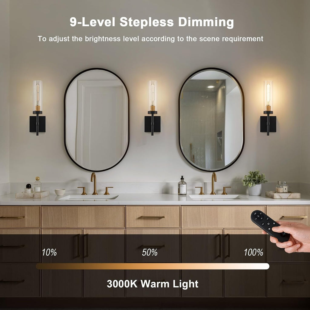 2‑Pack Black‑Gold Rechargeable Wall Sconces