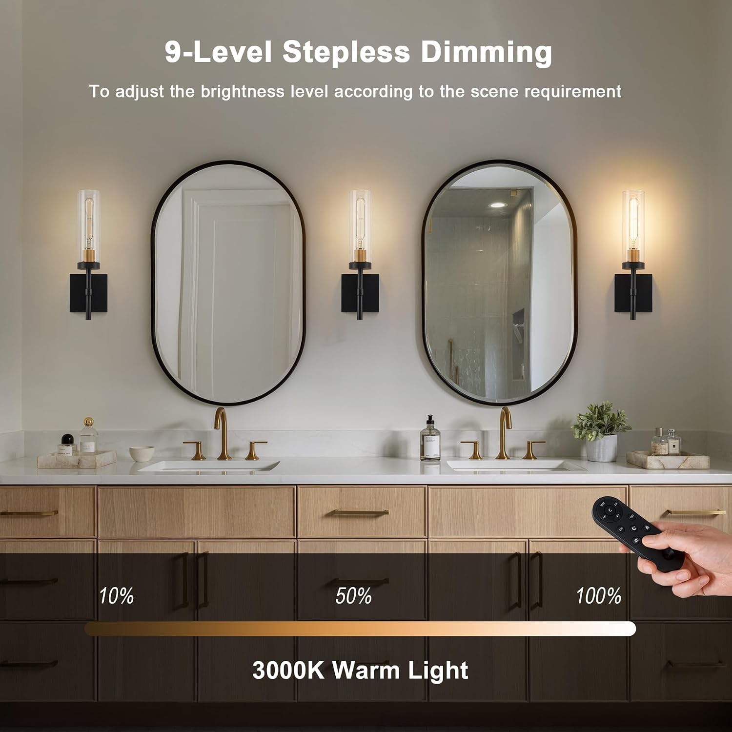 2‑Pack Black‑Gold Rechargeable Wall Sconces