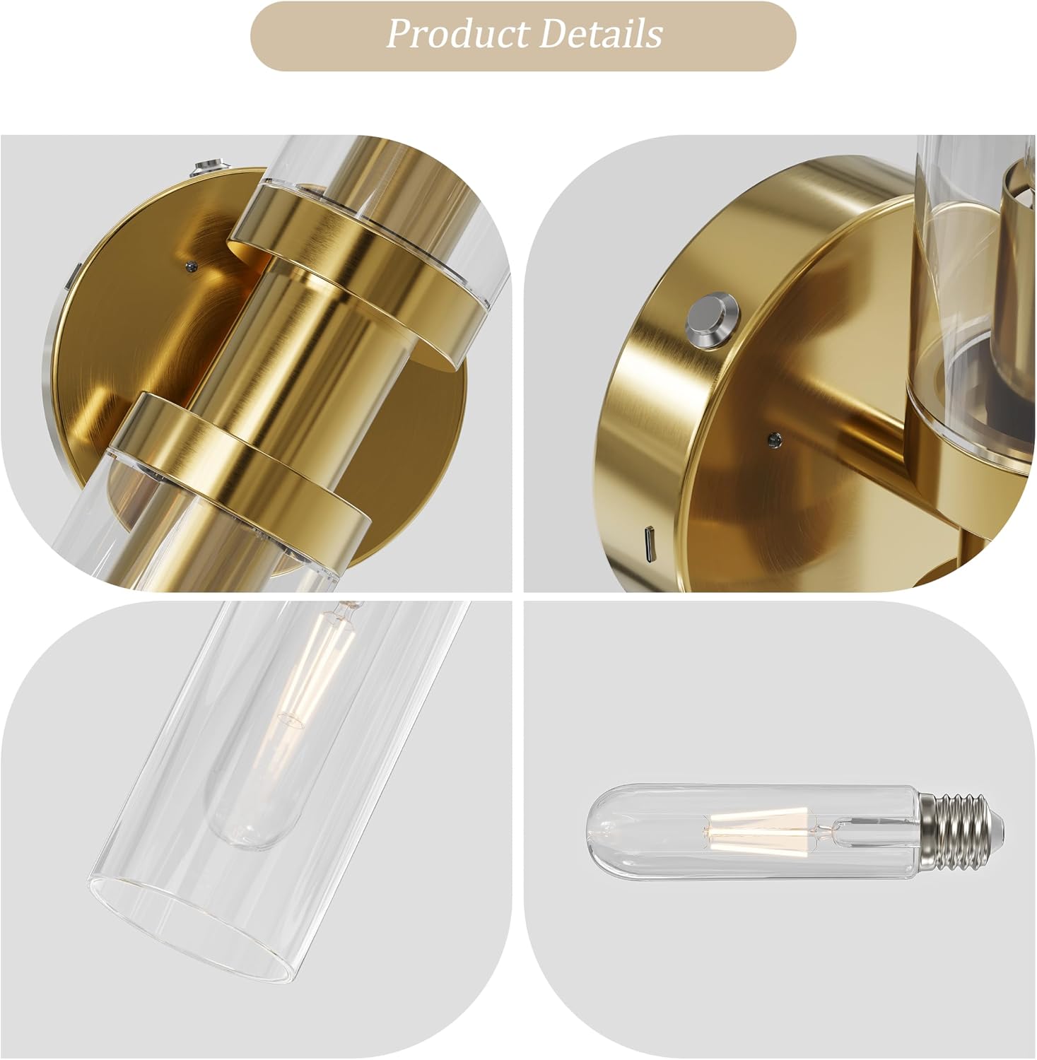 Gold Battery‑Operated Wall Sconces