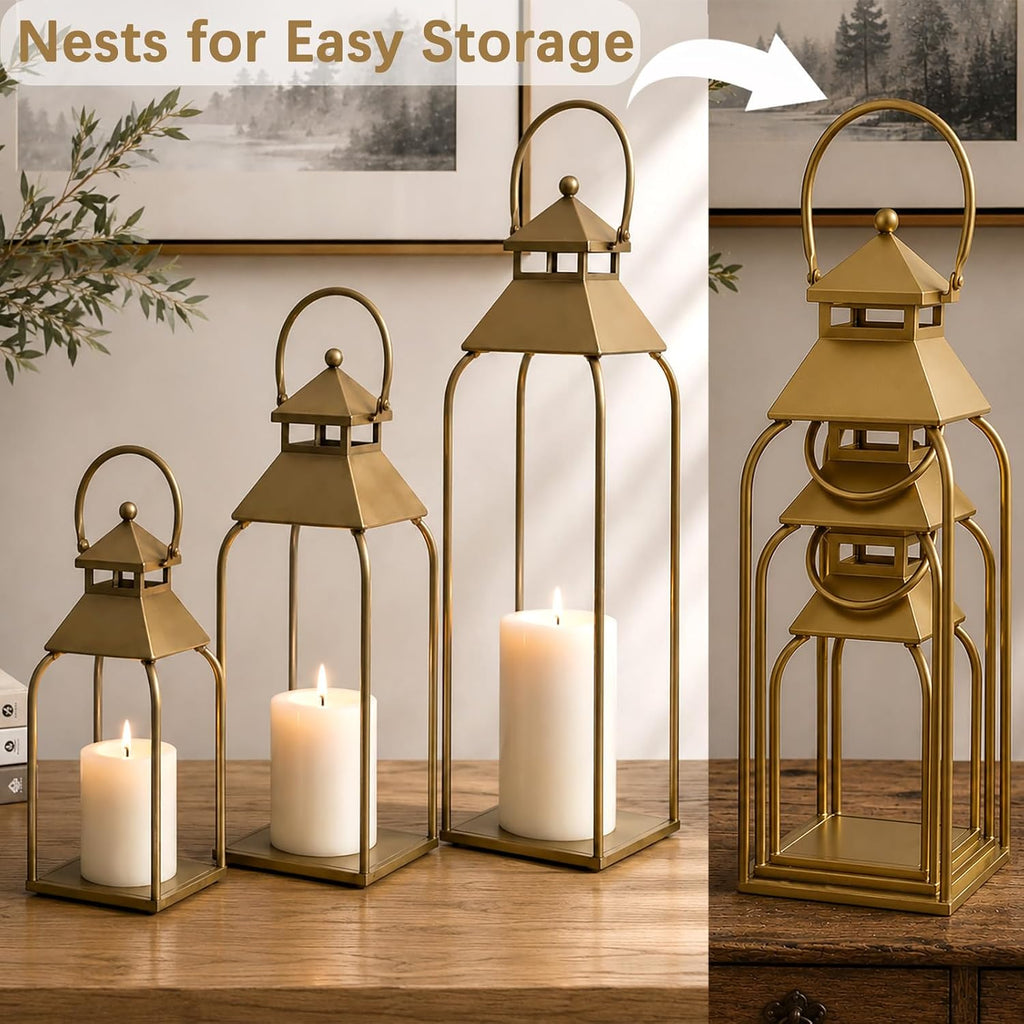 Farmhouse Metal Porch Lanterns Set