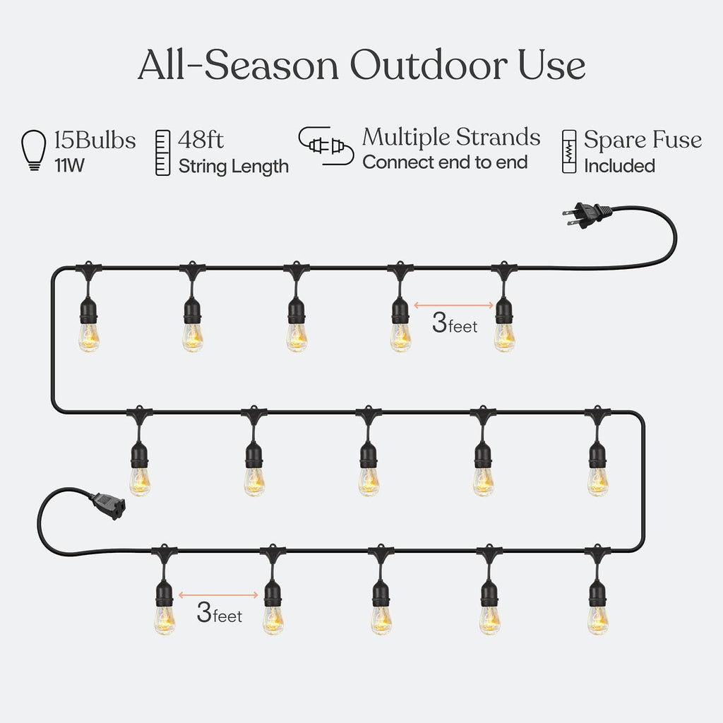 48FT Commercial Incandescent String Lights