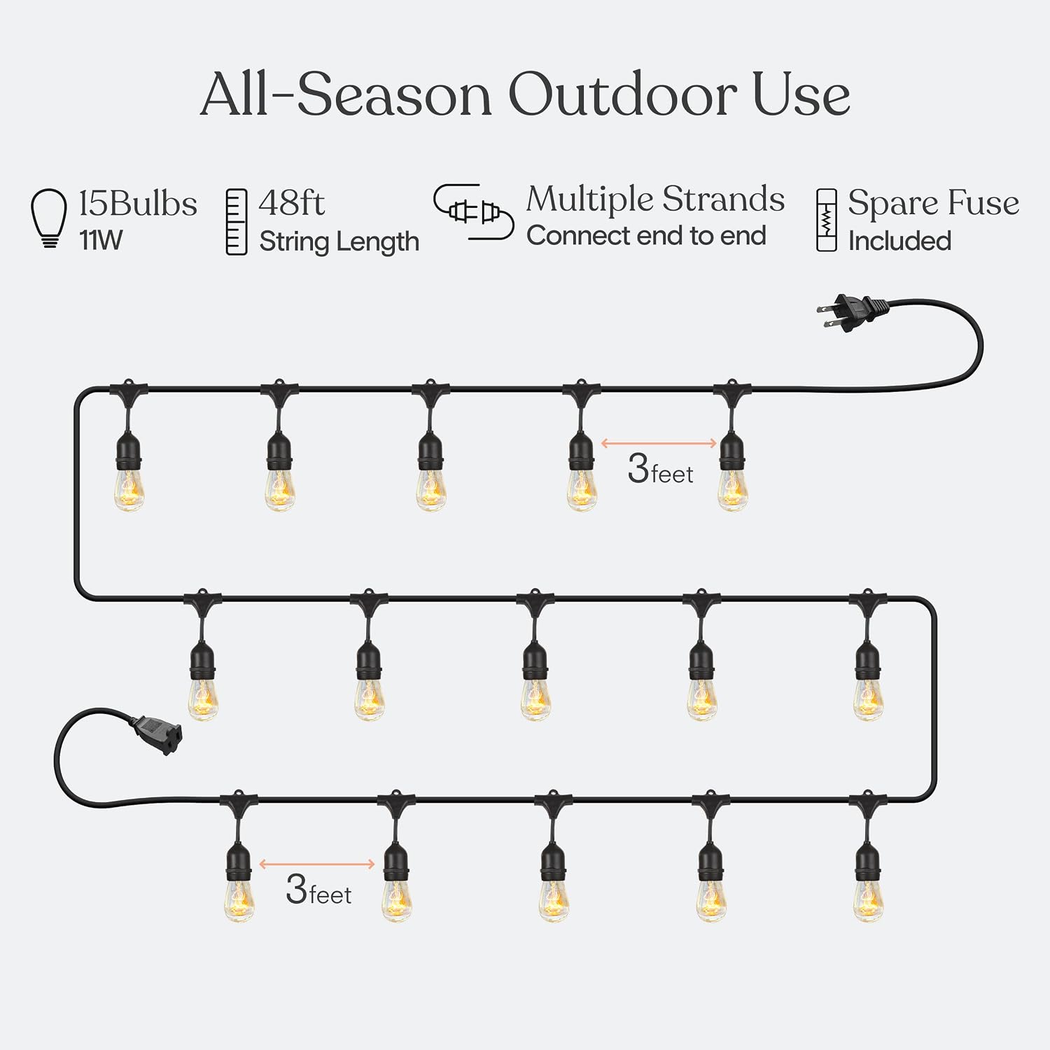 48FT Commercial Incandescent String Lights