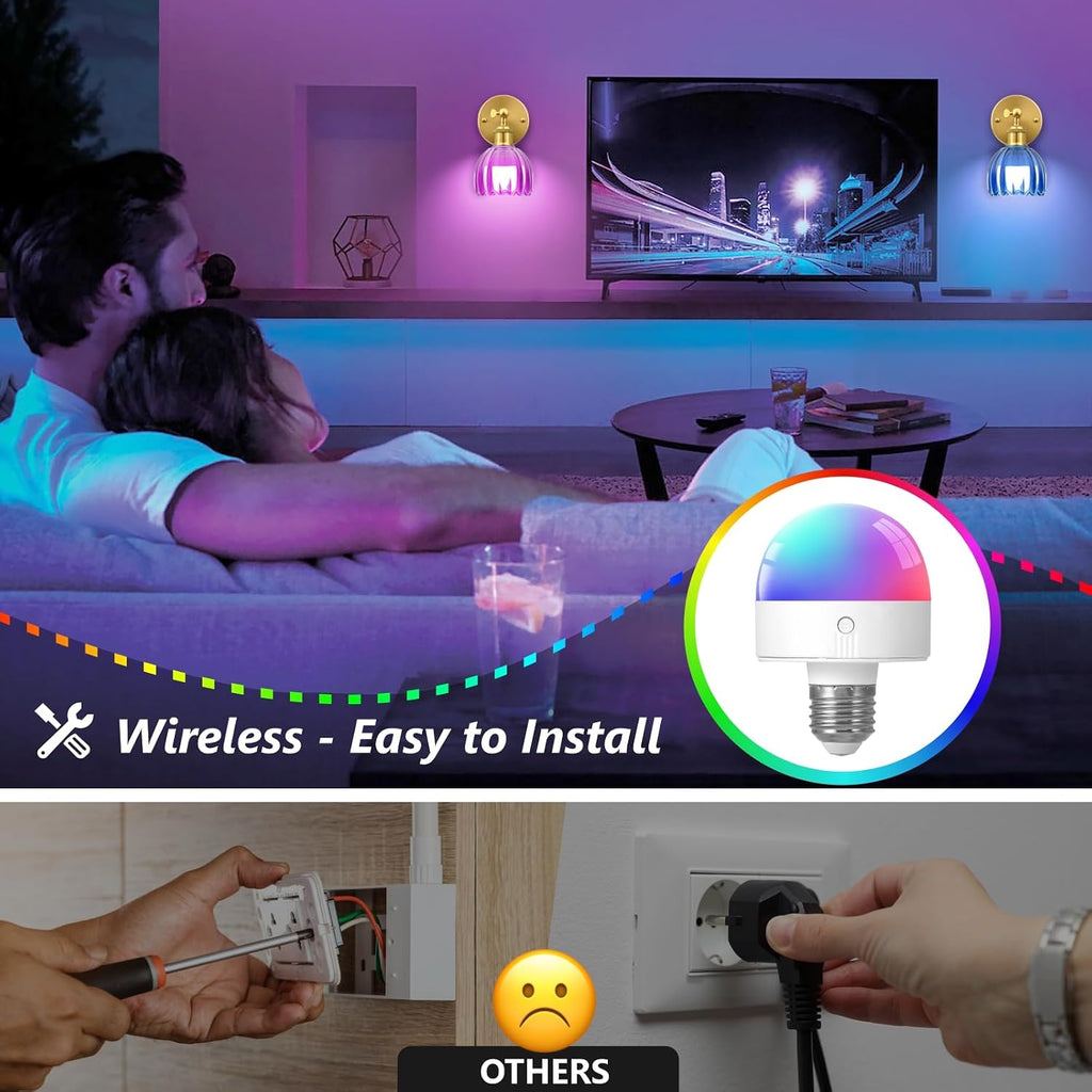 2‑Pack Vintage Glass Rechargeable Wall Sconces