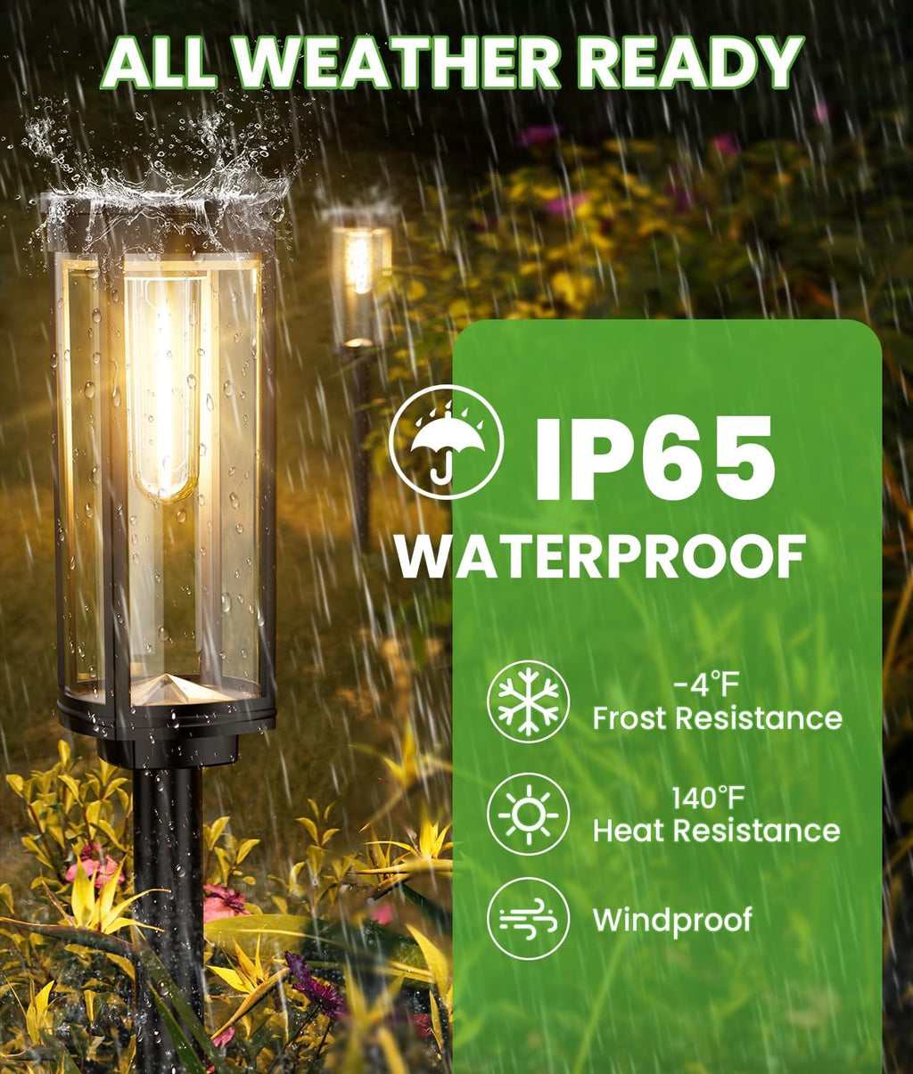 8‑Pack Waterproof Solar Pathway Lights