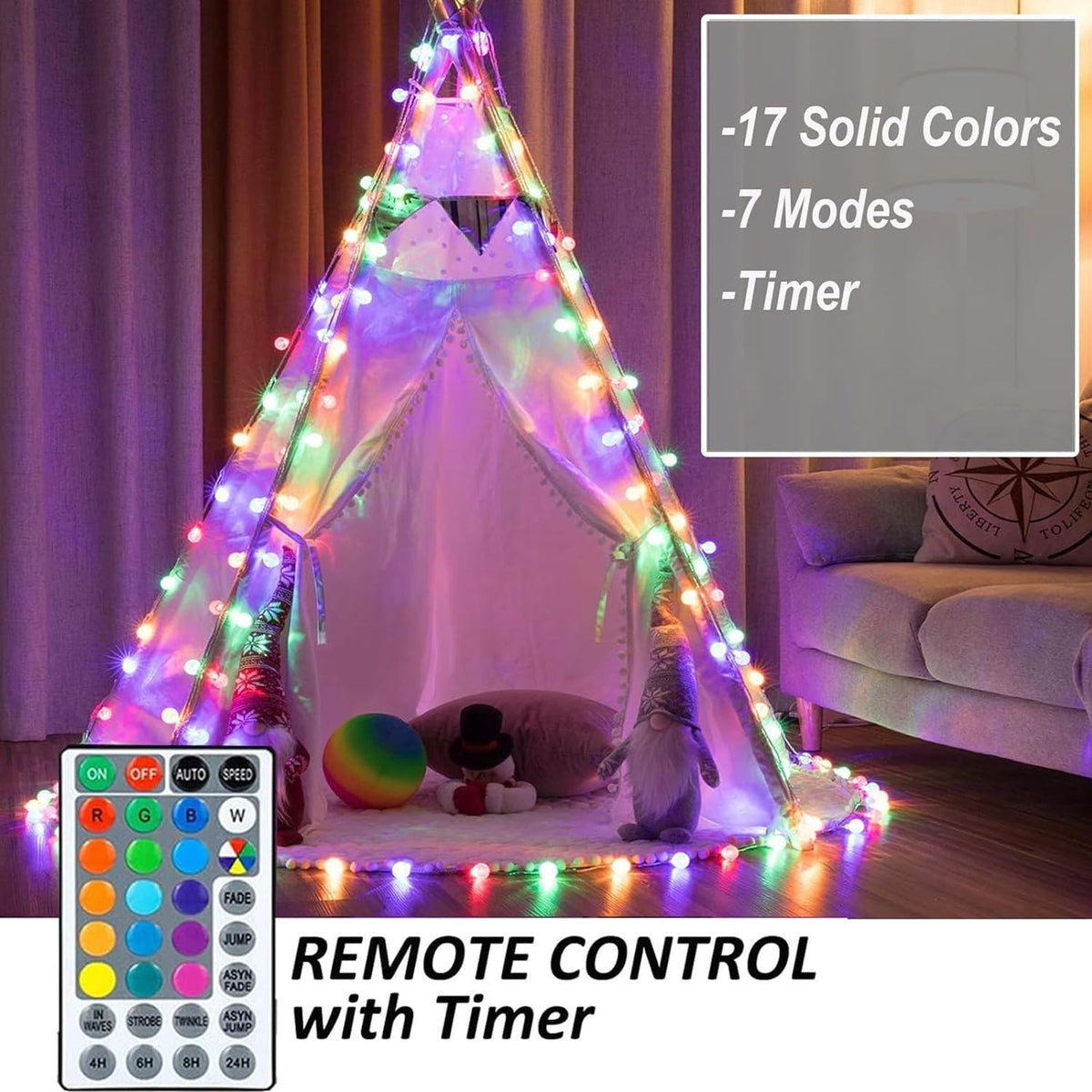 50FT USB RGB Globe String Lights