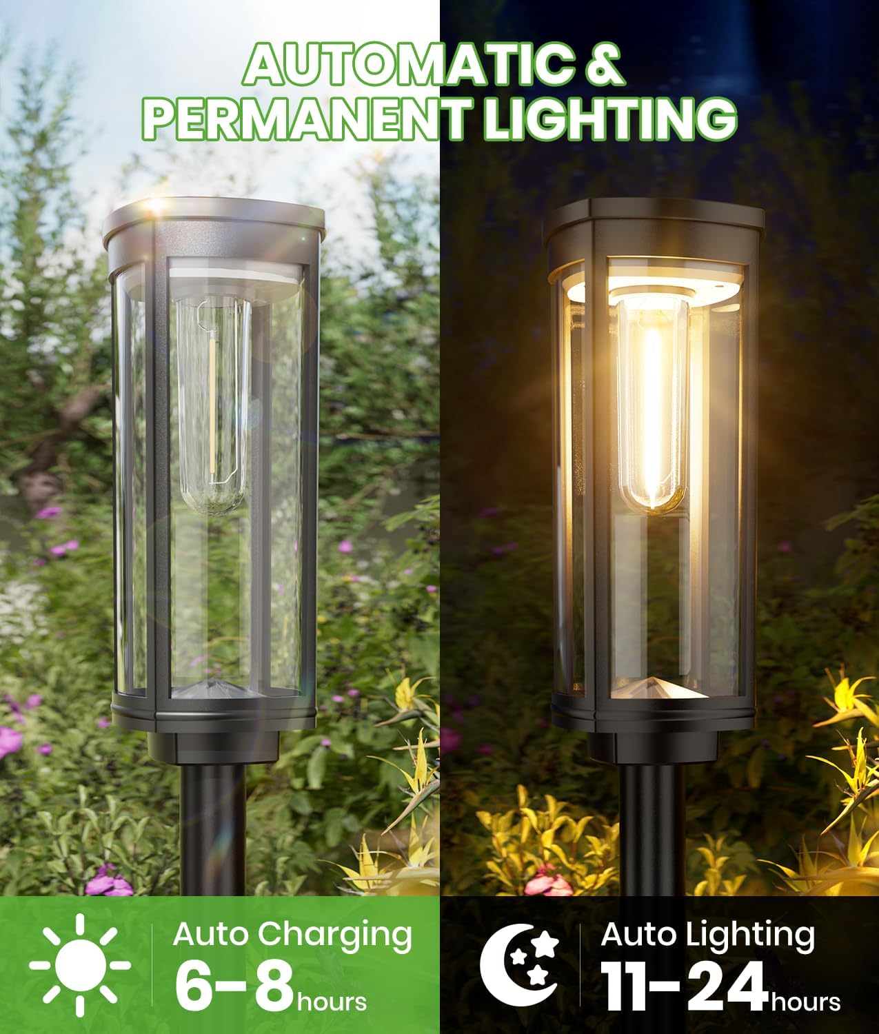 8‑Pack Waterproof Solar Pathway Lights