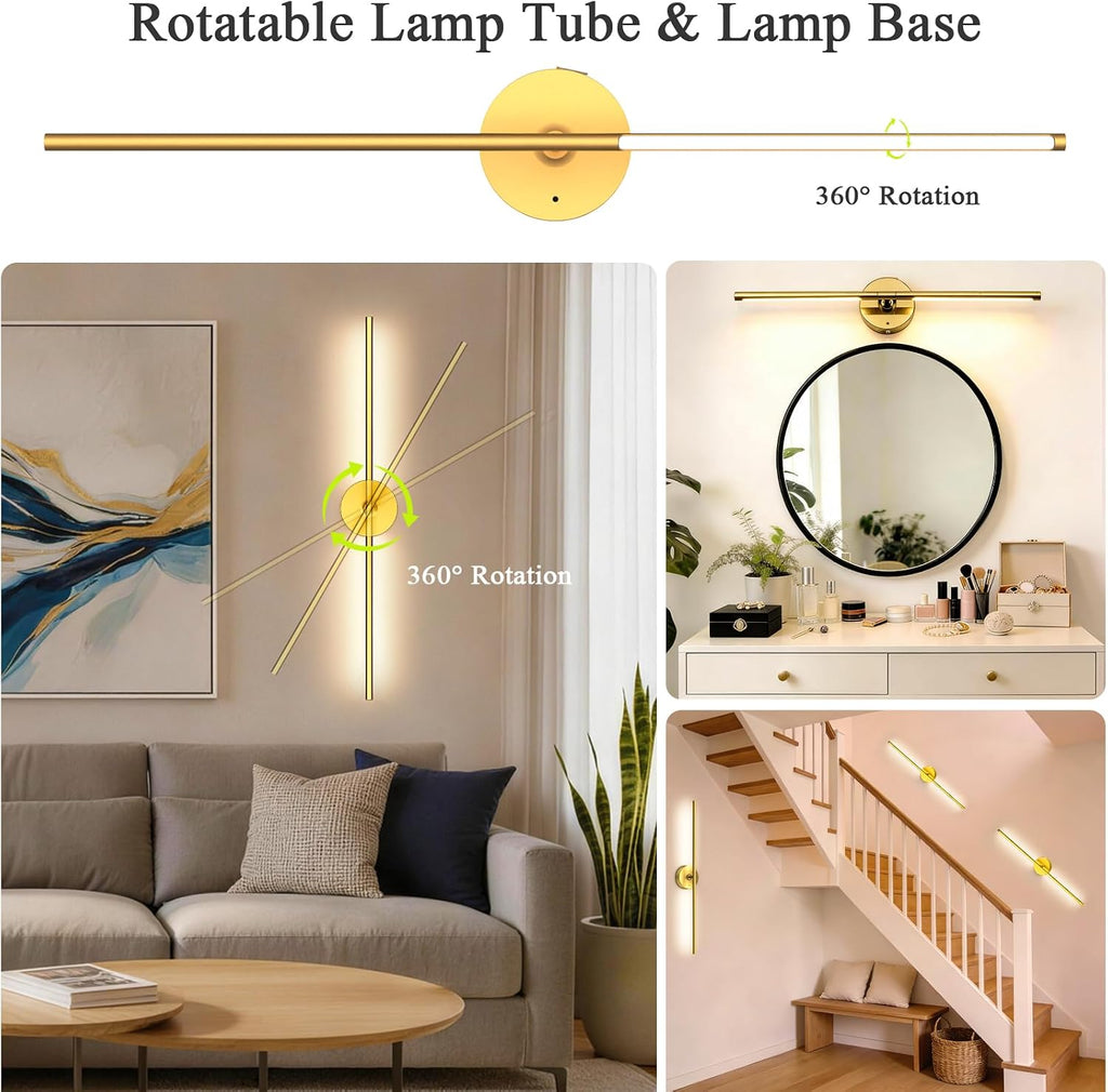 2‑Pack Gold Rechargeable Wall Sconces