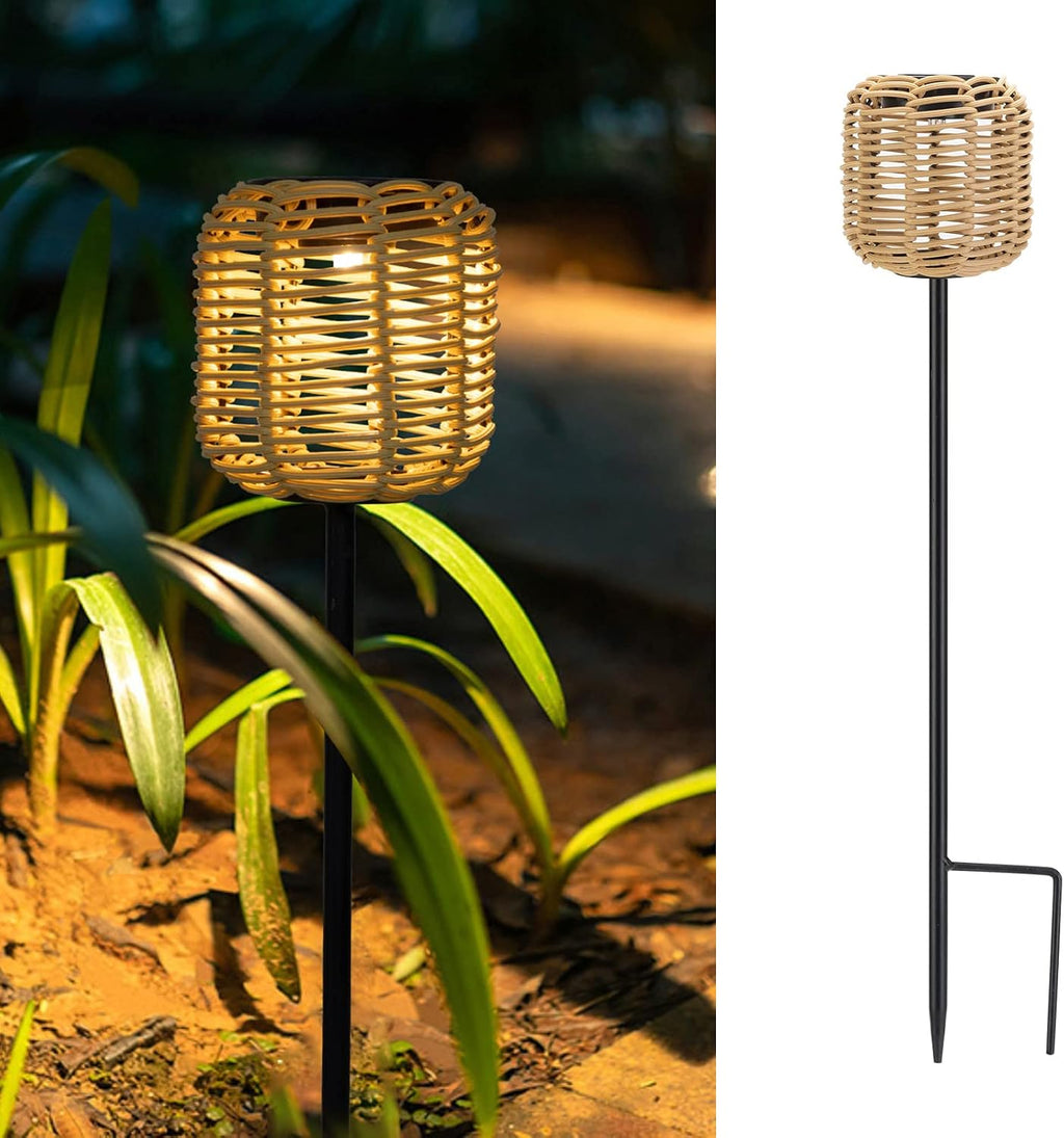 Bamboo Weaving Solar Pathway Lights