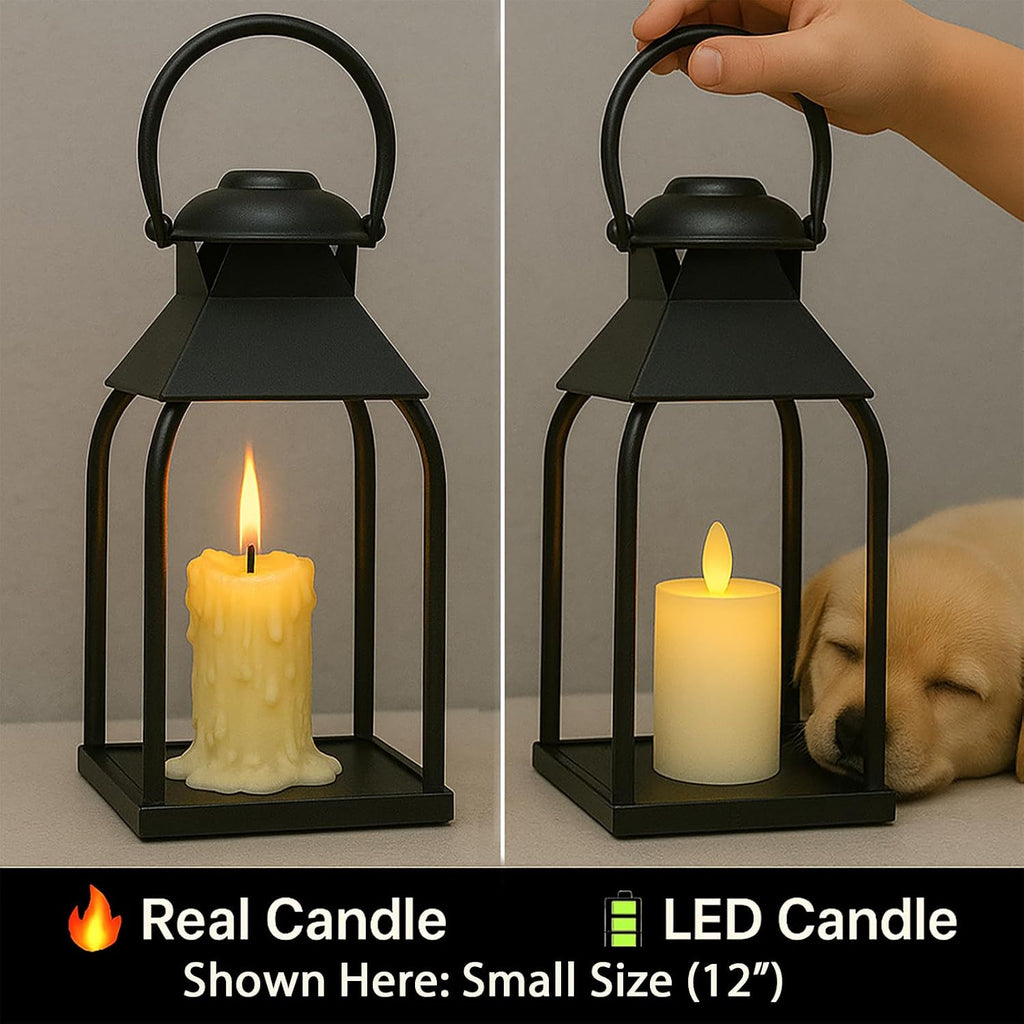 3‑Pack Black Farmhouse Metal Lanterns
