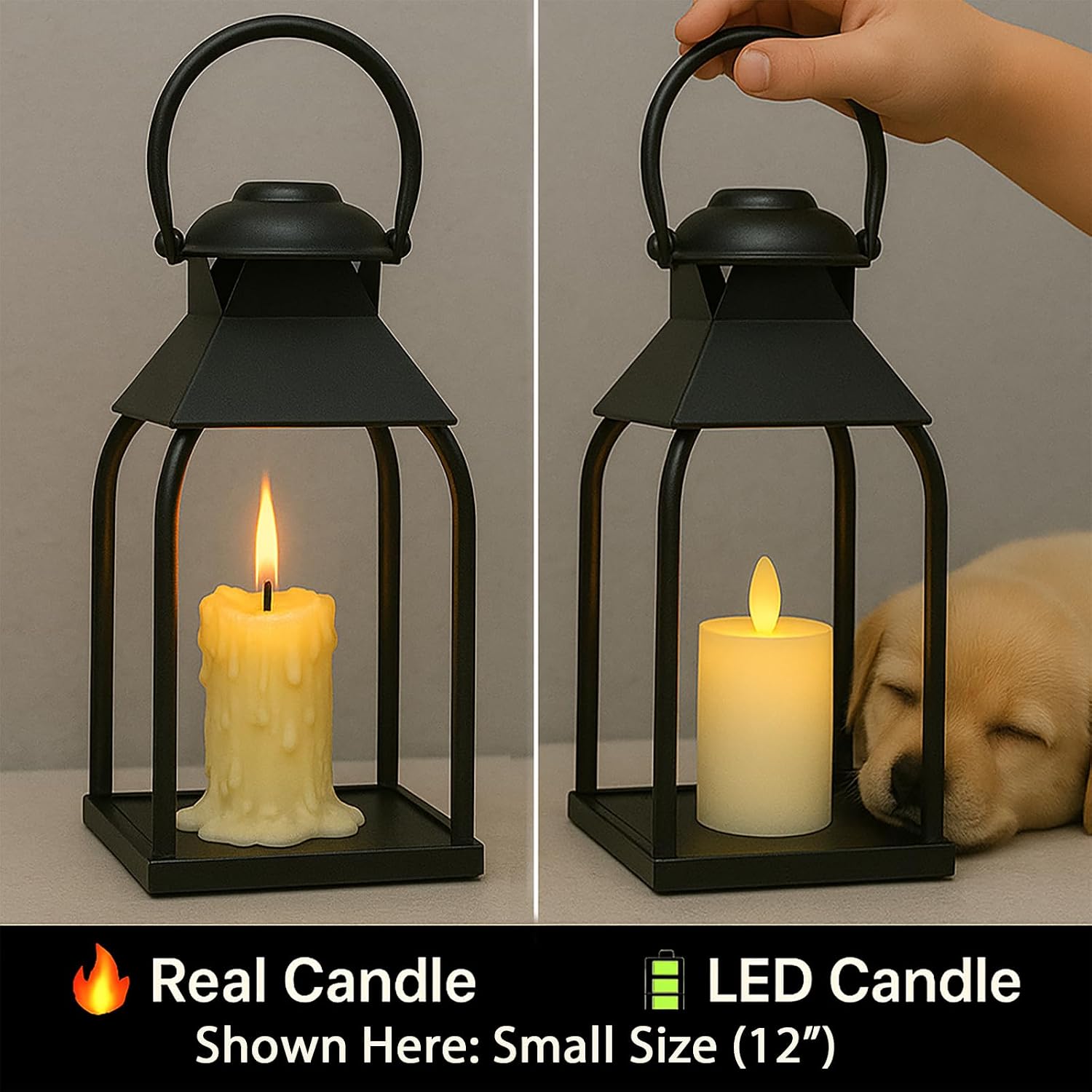 3‑Pack Black Farmhouse Metal Lanterns