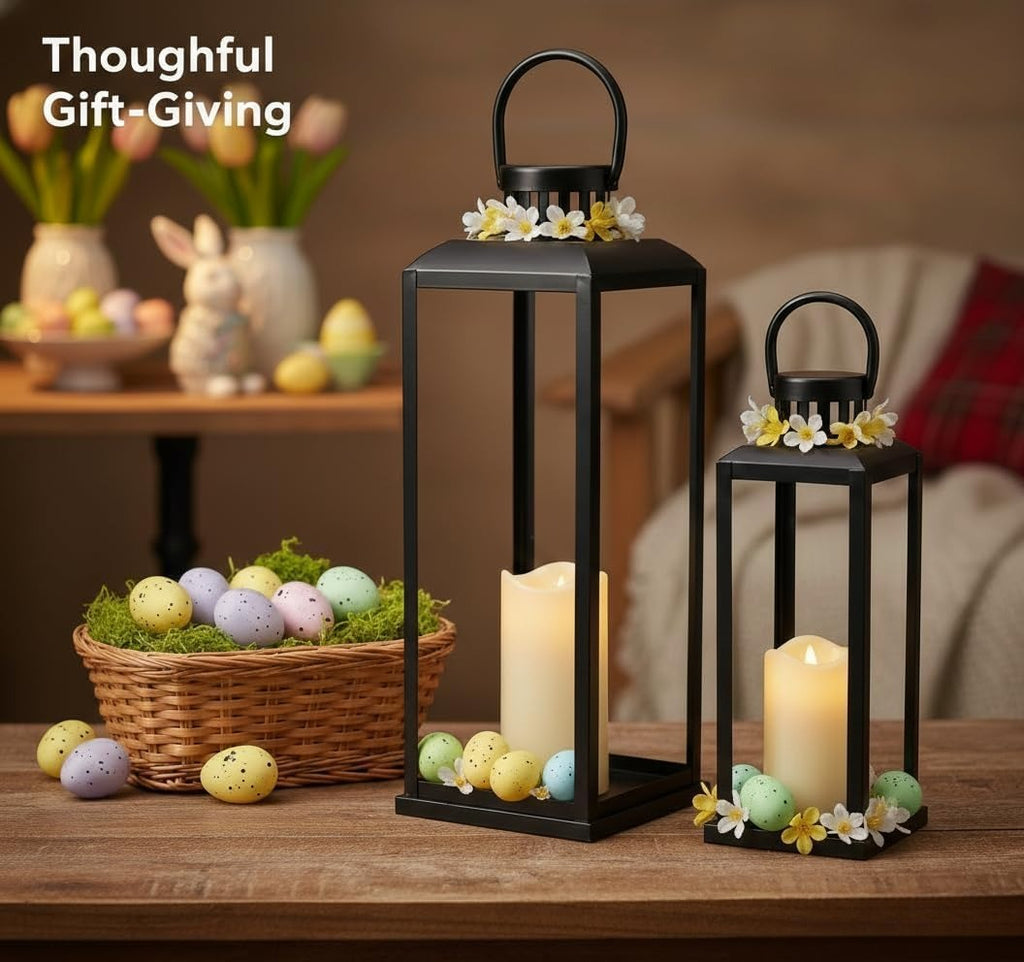 Black Indoor‑Outdoor Decorative Lanterns Set