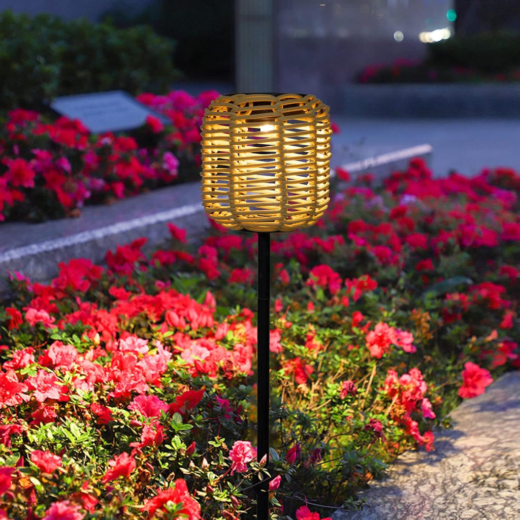 Bamboo Weaving Solar Pathway Lights
