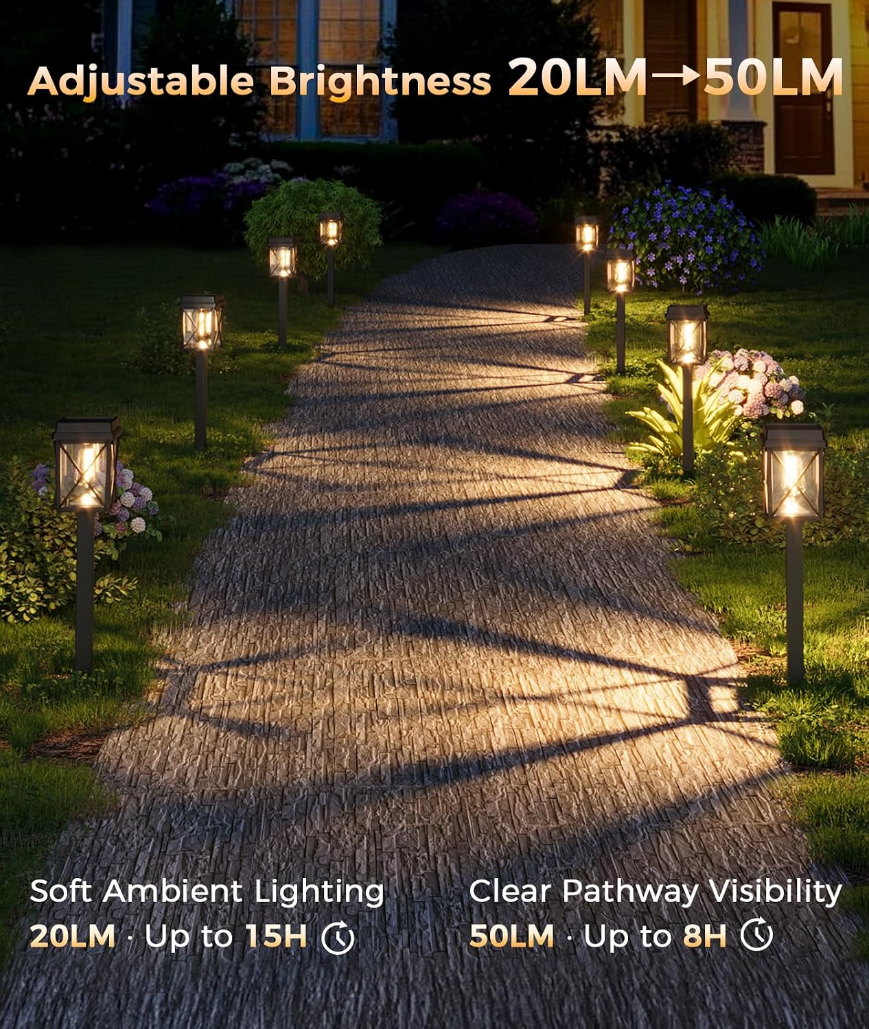 8‑Pack Bright Solar Pathway Lights