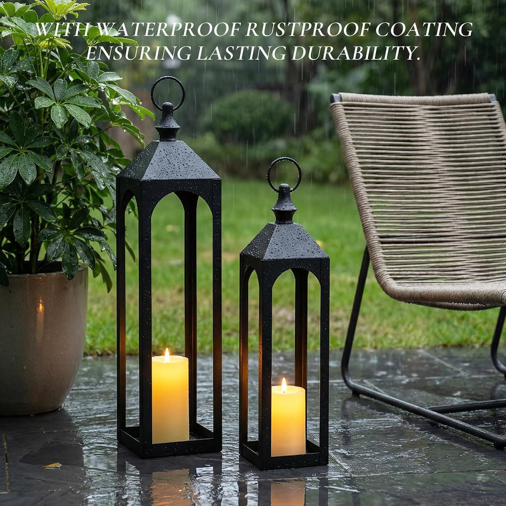 2‑Pack Black Large Floor Lanterns
