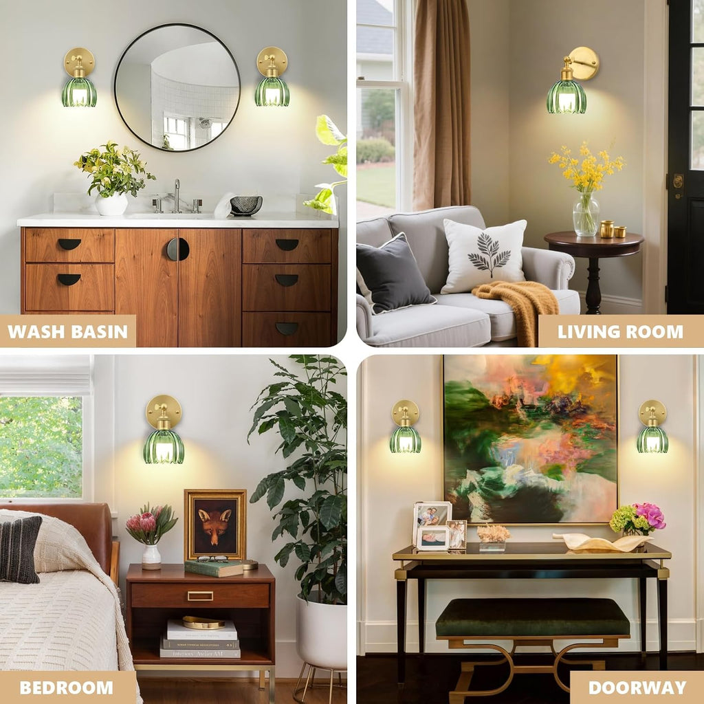 2‑Pack Vintage Glass Rechargeable Wall Sconces