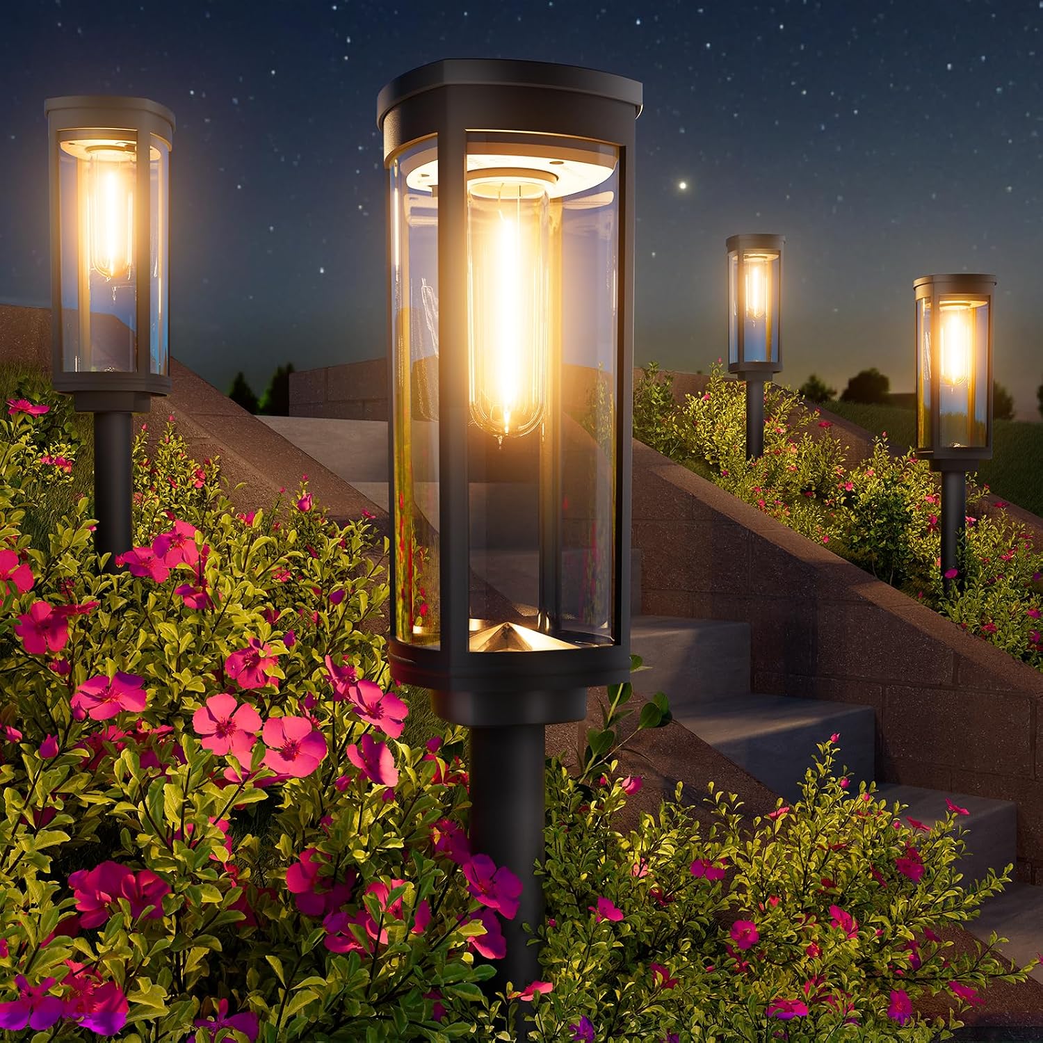 8‑Pack Waterproof Solar Pathway Lights