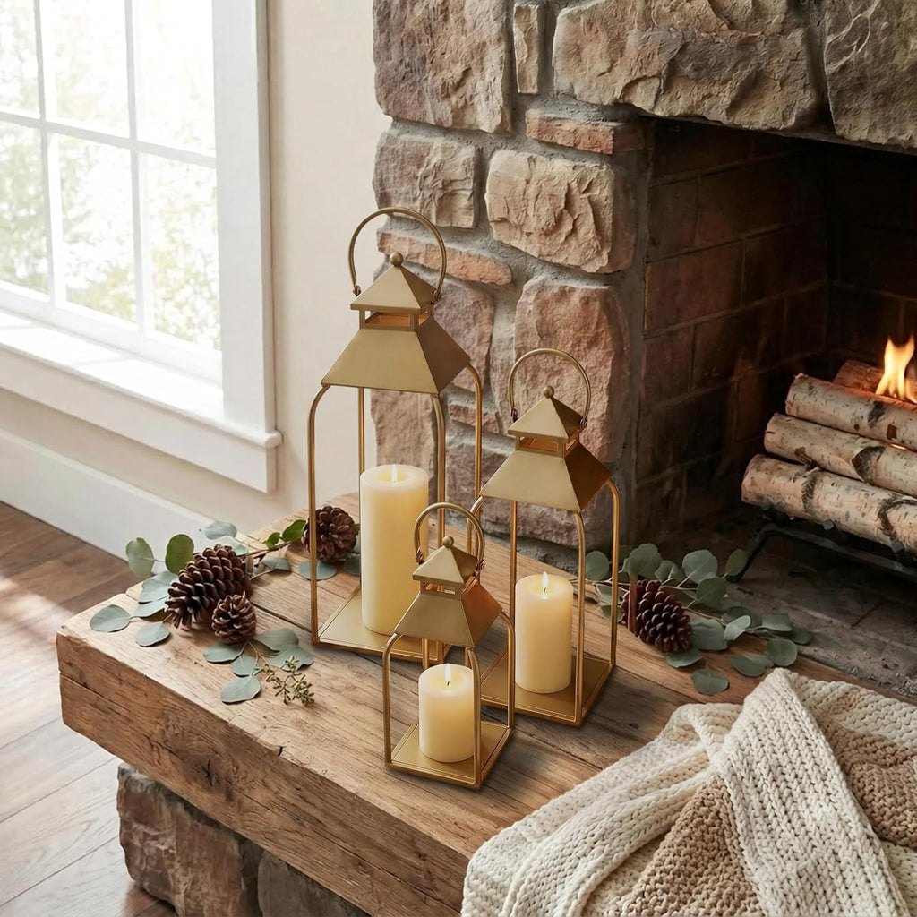 Farmhouse Metal Porch Lanterns Set