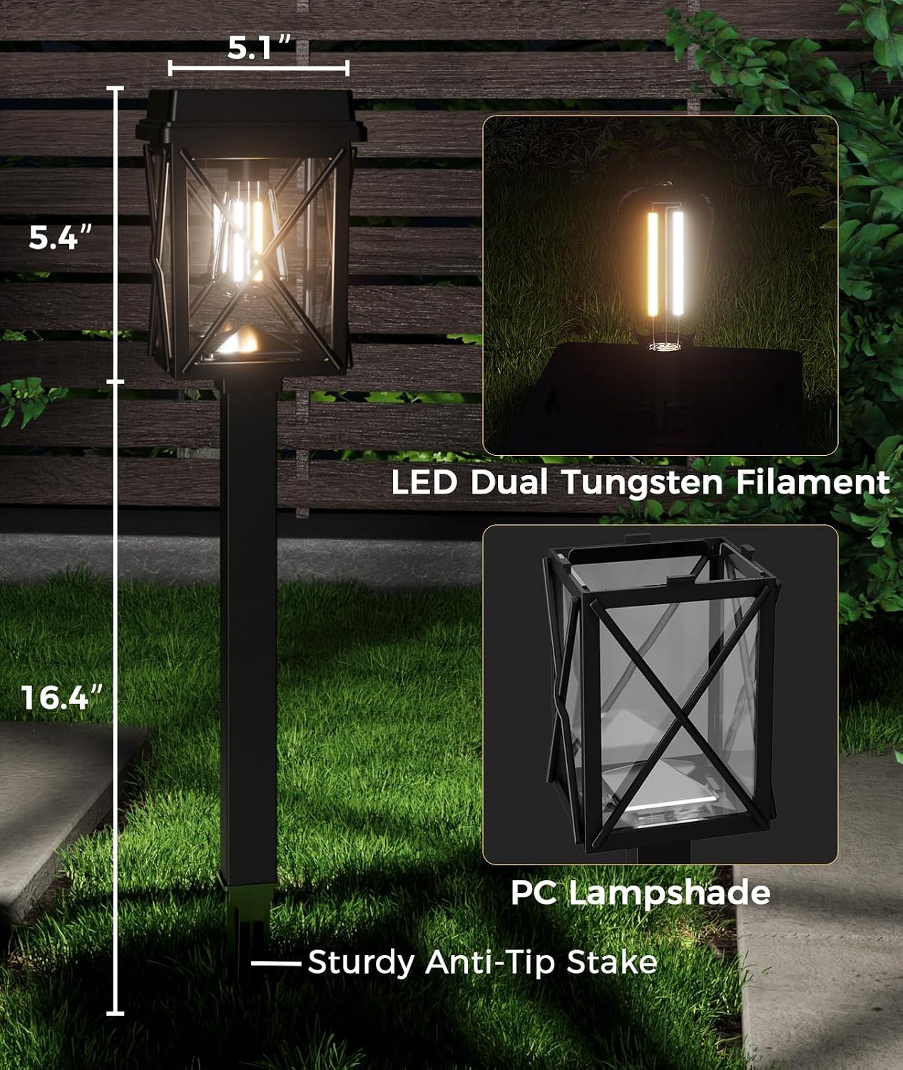 8‑Pack Bright Solar Pathway Lights