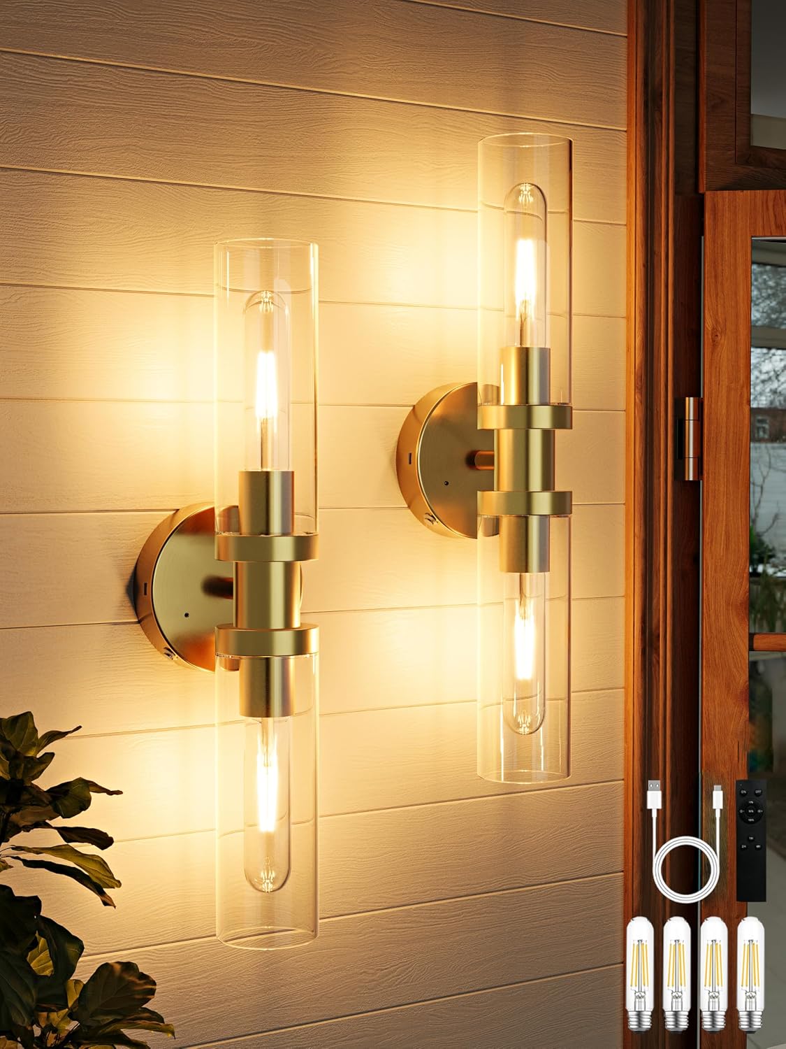 Gold Battery‑Operated Wall Sconces