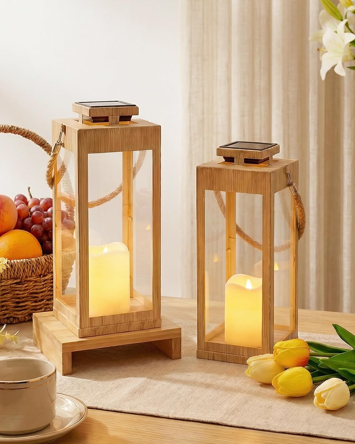 2‑Pack 13" Metal Solar Lanterns
