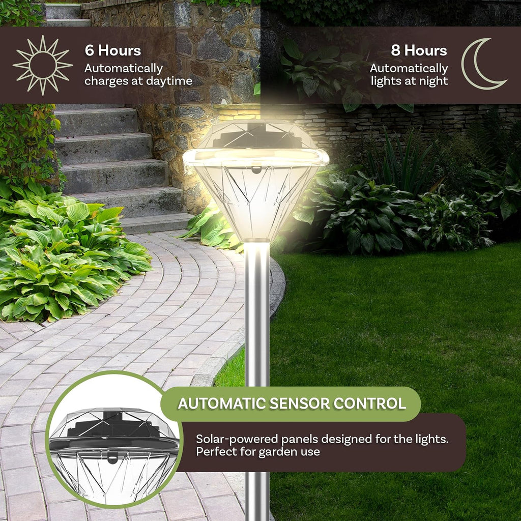 24‑Pack Silver Solar Pathway Lights